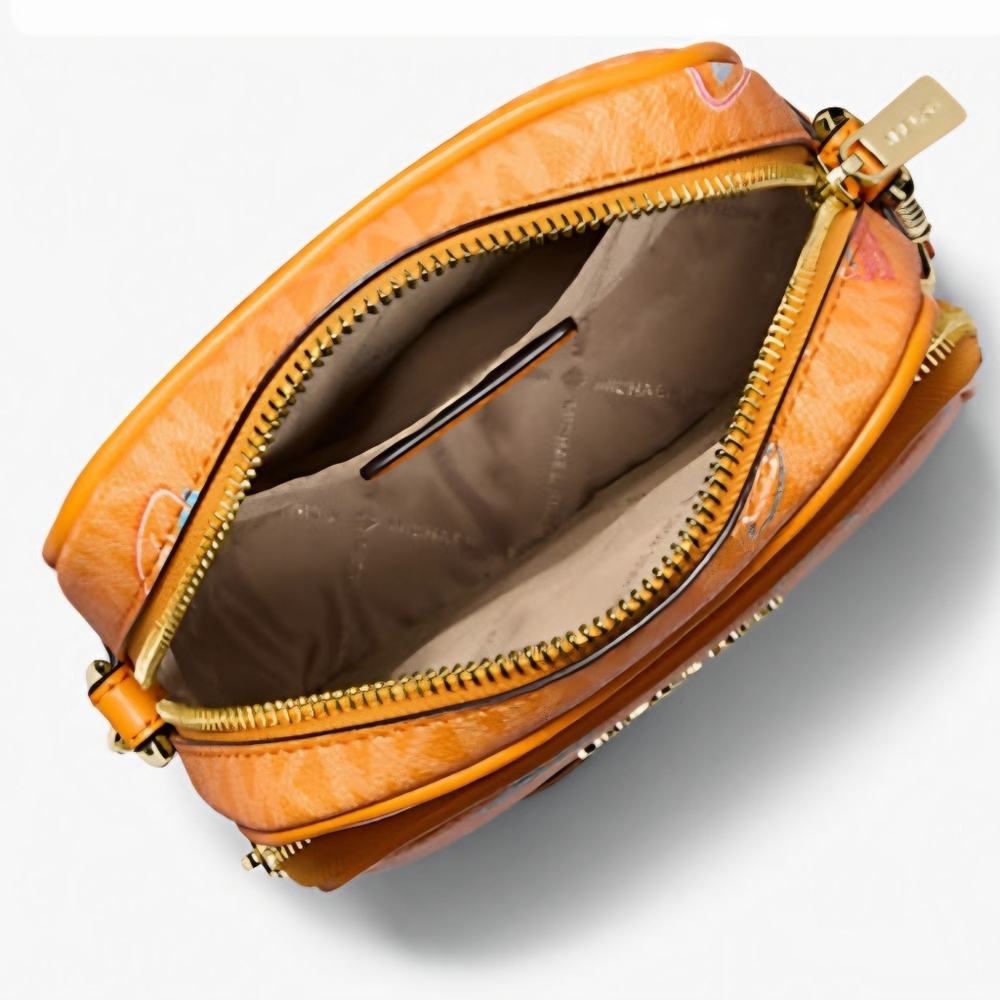 Michael Kors Orange Patterned Jetset Crossbody Bag NWT - Picture 10 of 11